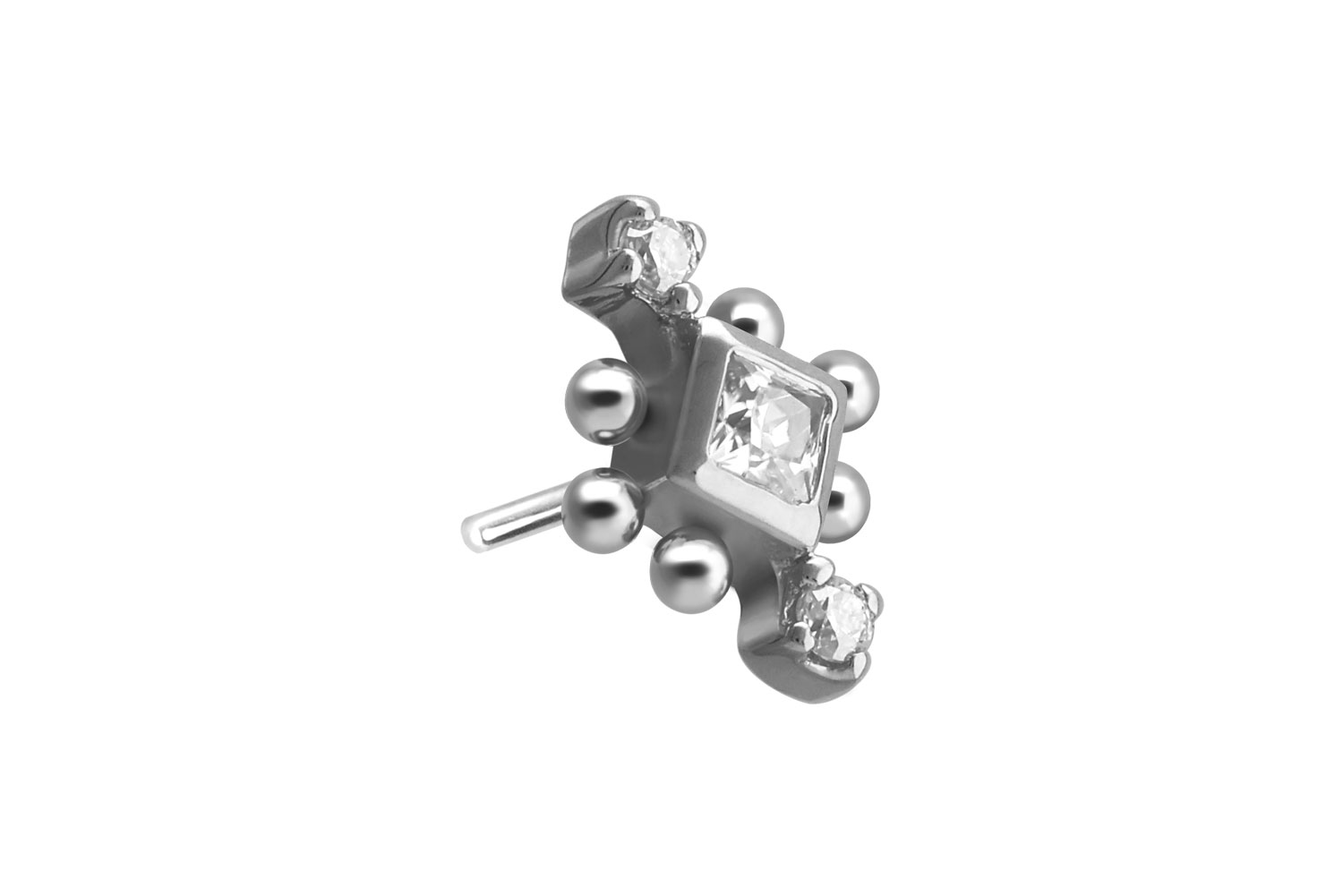 14 Karat Gold Aufsatz mit Titan Push Pin 3 MOISSANITE + KUGELN von Piercingline